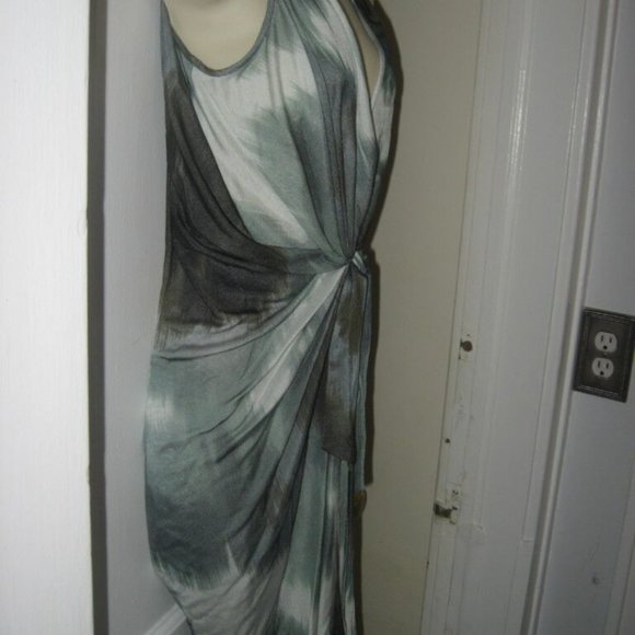 DVF Diane Von Furstenberg MILTON Draped Blurred Print Dress Grey - Picture 8 of 12